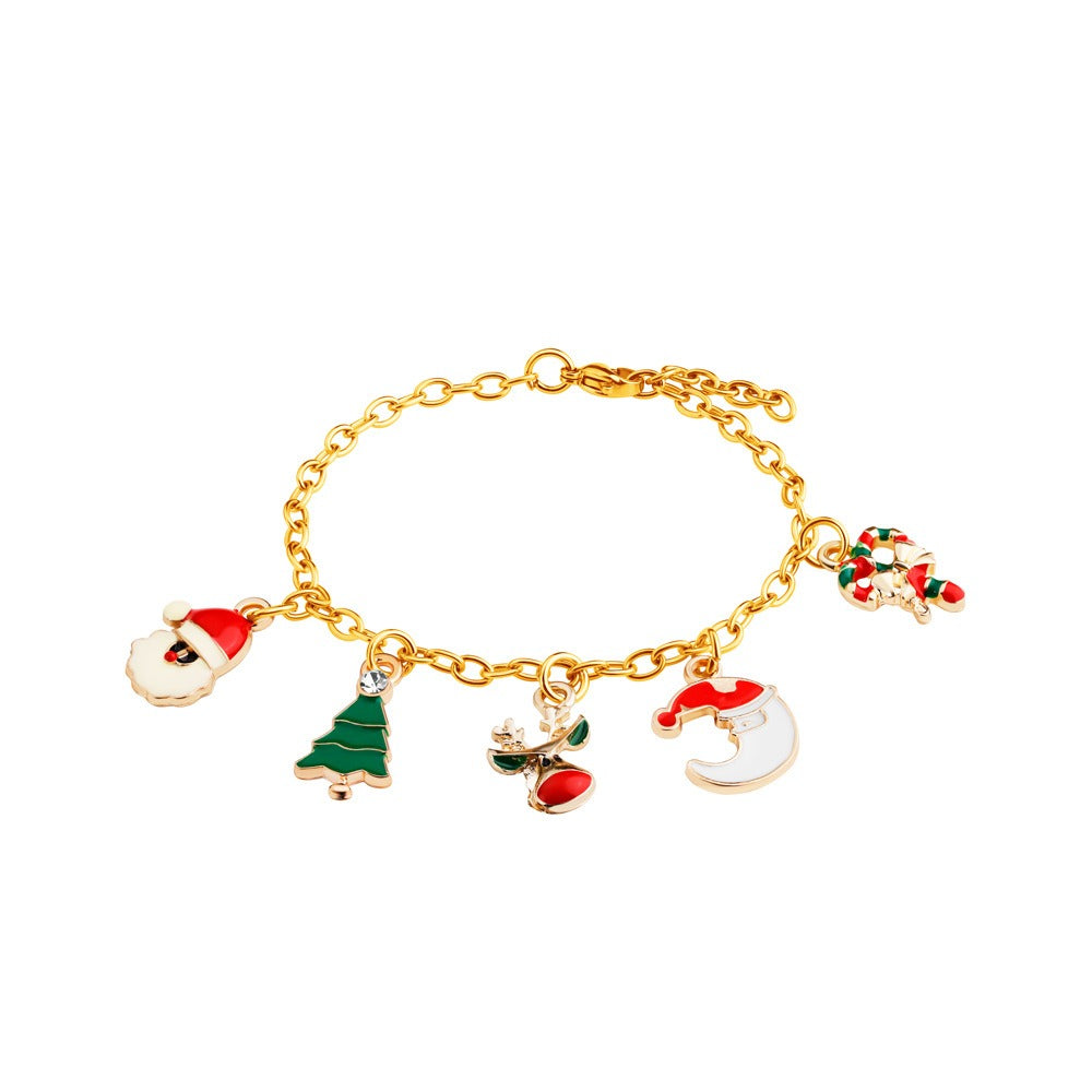 Christmas Bracelet Adjustable Xmas Tree Snowflake Bell Pendant Xmas Party Gift - C010-1
