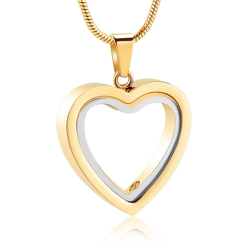 Heart-shaped Cremation Urn Glass Necklace for Ashes-A036