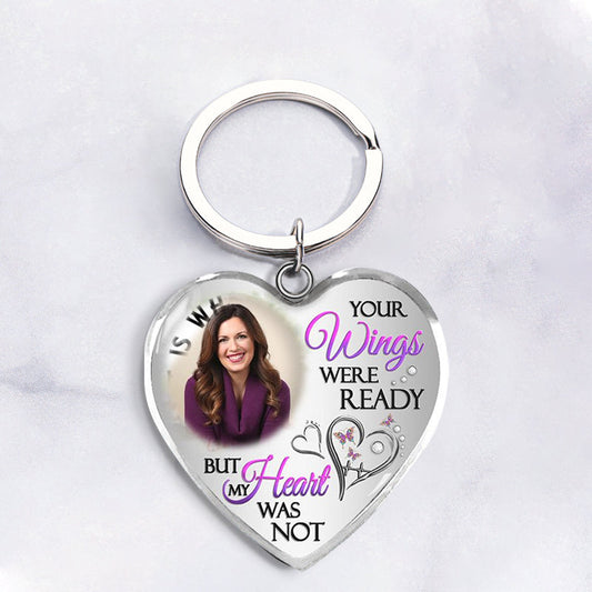 "Your Wings Were Ready" Custom Photo Keychain-K012