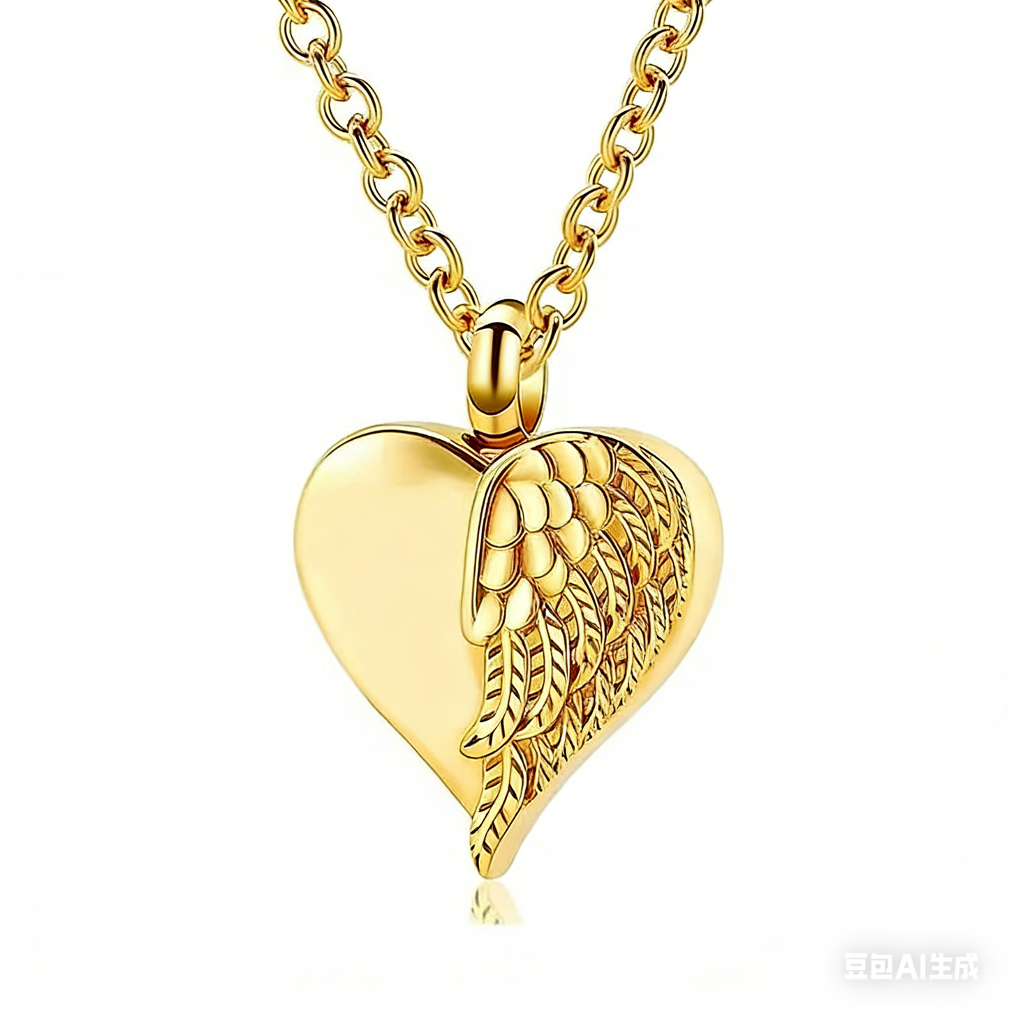 Cremation Urn Necklace Feather Heart-shaped Pendant Memorial Jewelry-A047