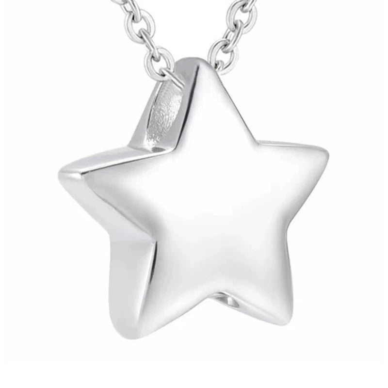 Cremation Urn Necklace Star Pendant Memorial Jewelry-A030