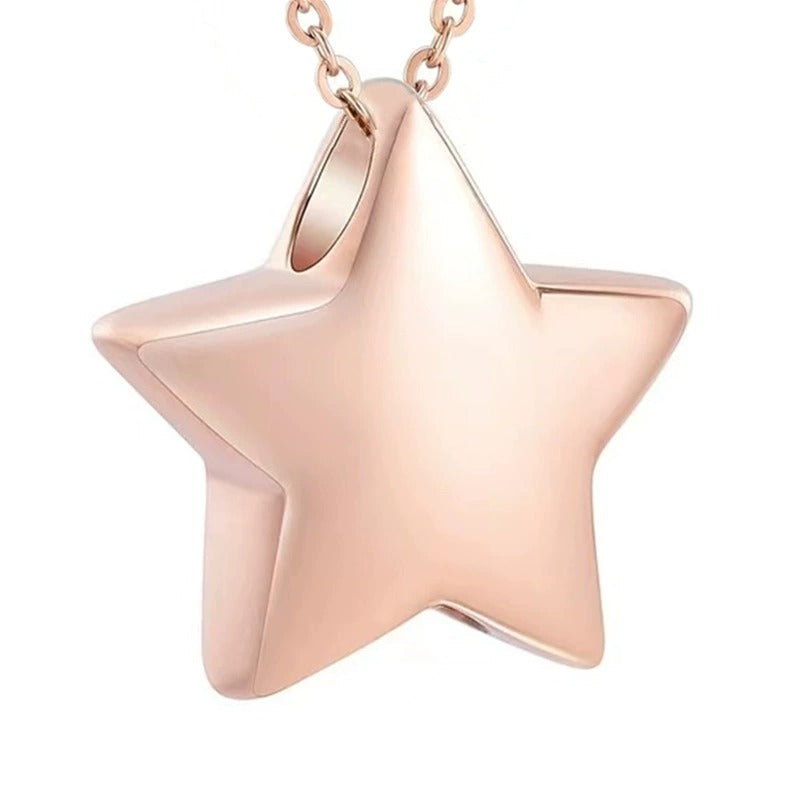 Cremation Urn Necklace Star Pendant Memorial Jewelry-A030