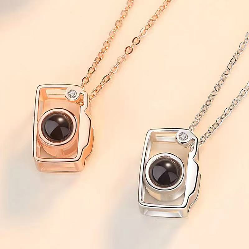 Personalized Photo Projection Necklace Camera Pendant 925 Sterling Silver -P056