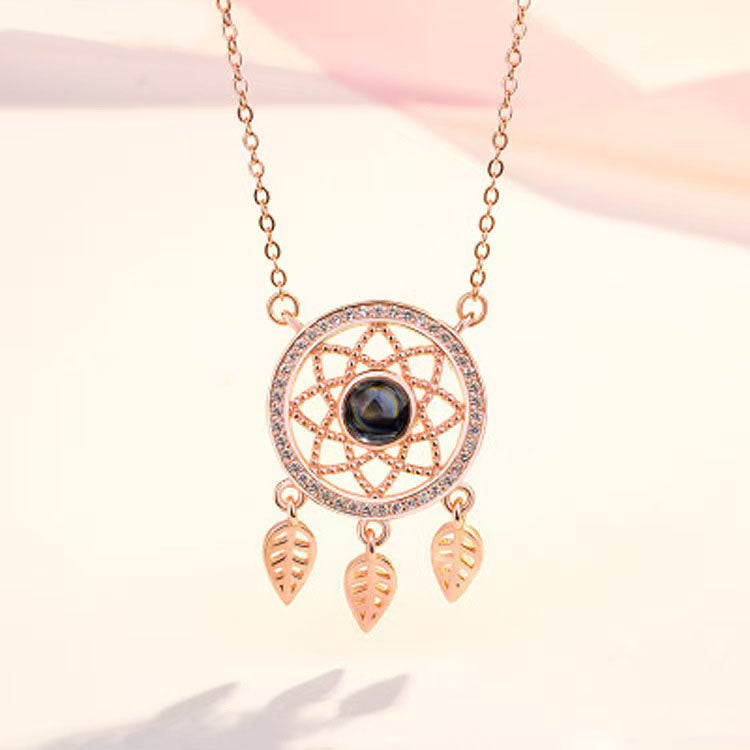 Personalized Photo Projection Necklace Dreamcatcher Pendant 925 Sterling Silver - P059