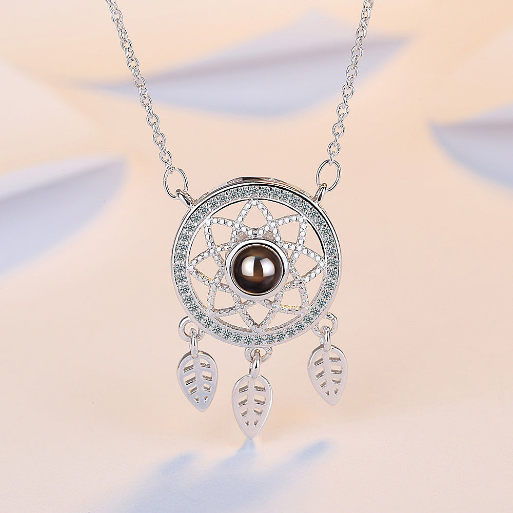 Personalized Photo Projection Necklace Dreamcatcher Pendant 925 Sterling Silver - P059