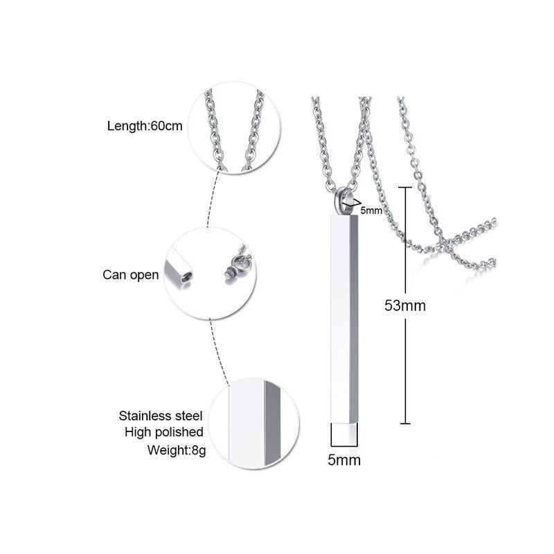 Cremation Urn Necklace Cube Pendant Memorial Jewelry-A046