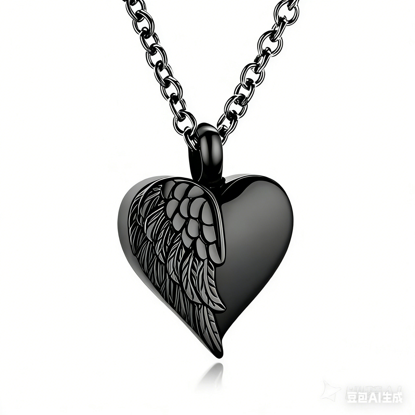 Cremation Urn Necklace Feather Heart-shaped Pendant Memorial Jewelry-A047