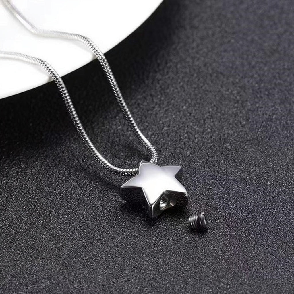 Cremation Urn Necklace Star Pendant Memorial Jewelry-A030