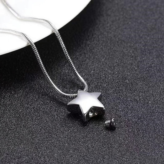 Cremation Urn Necklace Star Pendant Memorial Jewelry-A030