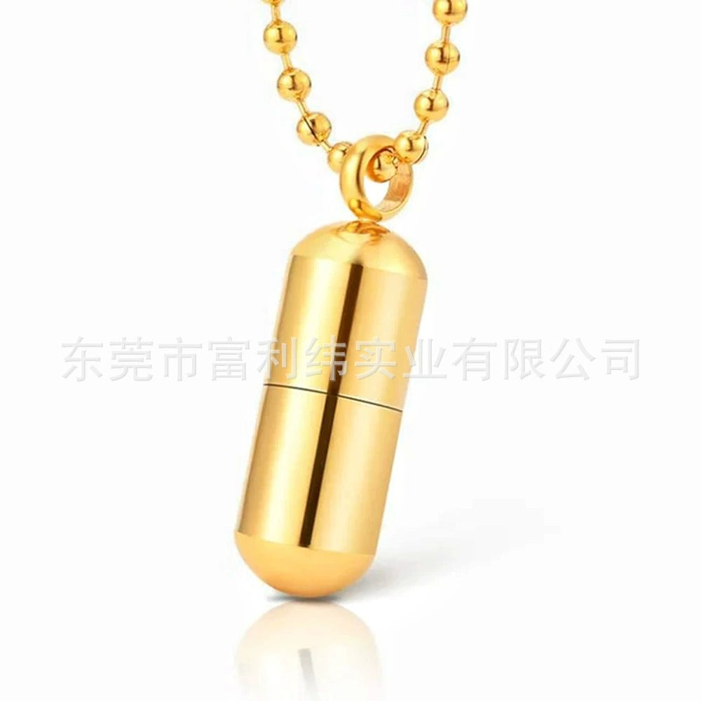Capsule Pendant Cremation Urn Necklace-A024