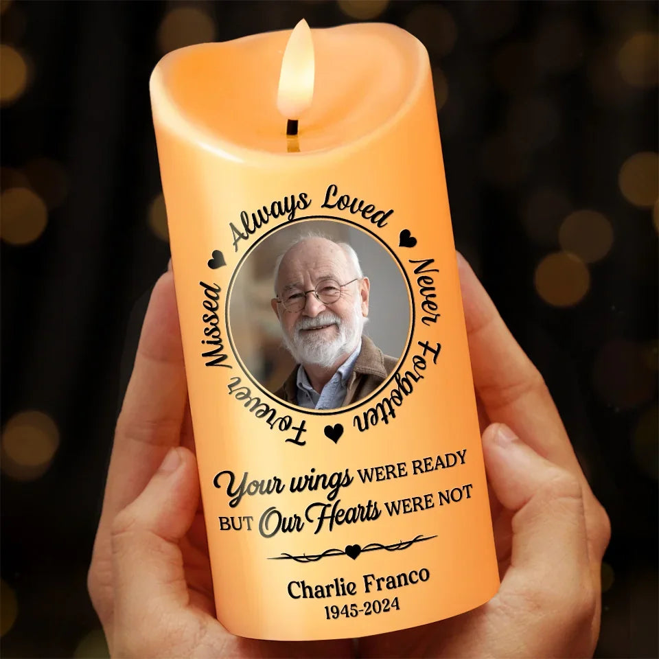 Personalized Custom Photo Memorial LED Candle Your Wings Were Ready - C102