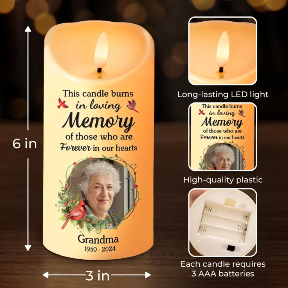Personalized Custom Photo Memorial LED Candle This Candle Burns - C501