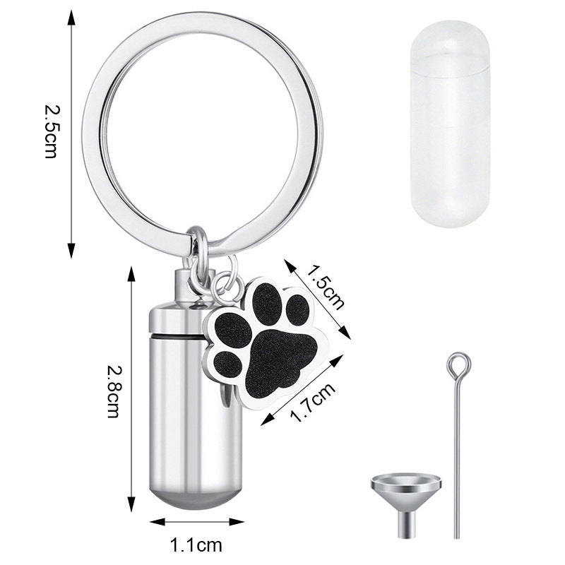 Cremation Cylindrical Urn Keychain for Pet -K027