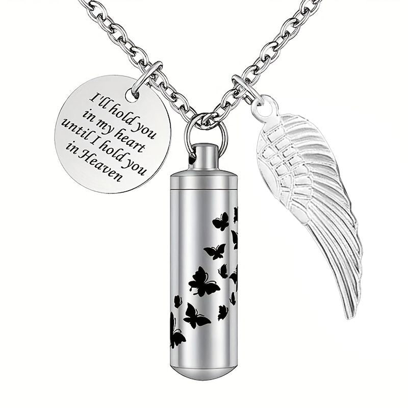 Cremation Urn Necklace Small Cylinder Pendant for Ashes-A043