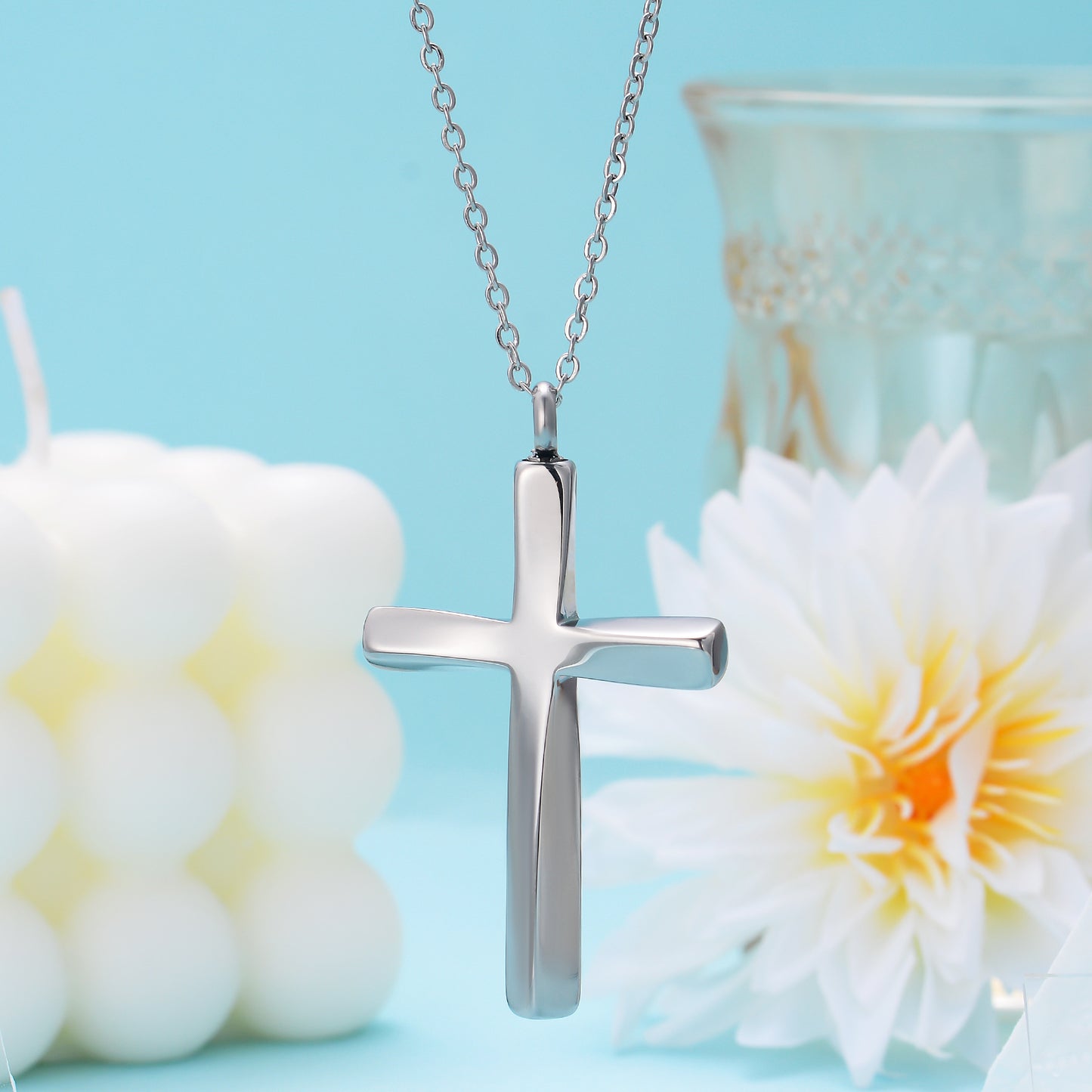 Cremation Urn Necklace Cross Pendant Memorial Jewelry-A053