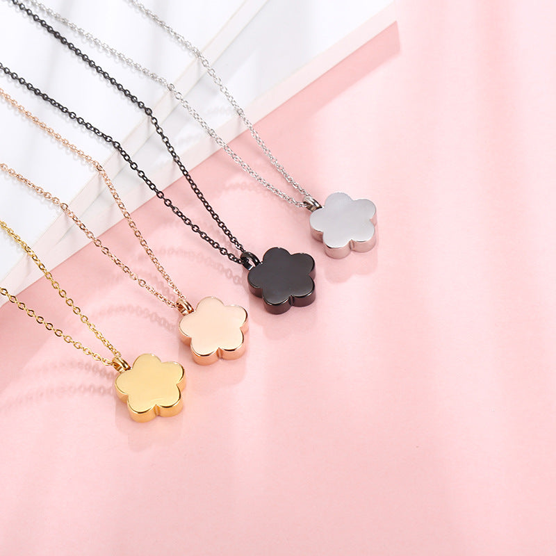 Cremation Urn Necklace Flower Pendant Memorial Jewelry-A031