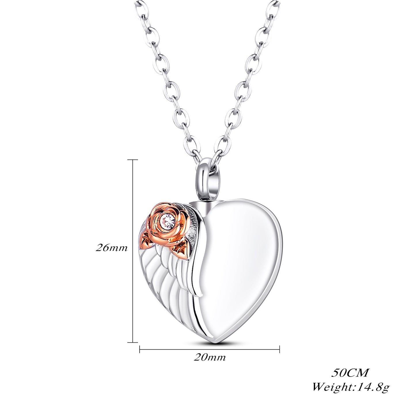 Cremation Urn Necklace Heart-shaped with Flower Pendant Memorial Jewelry-A055