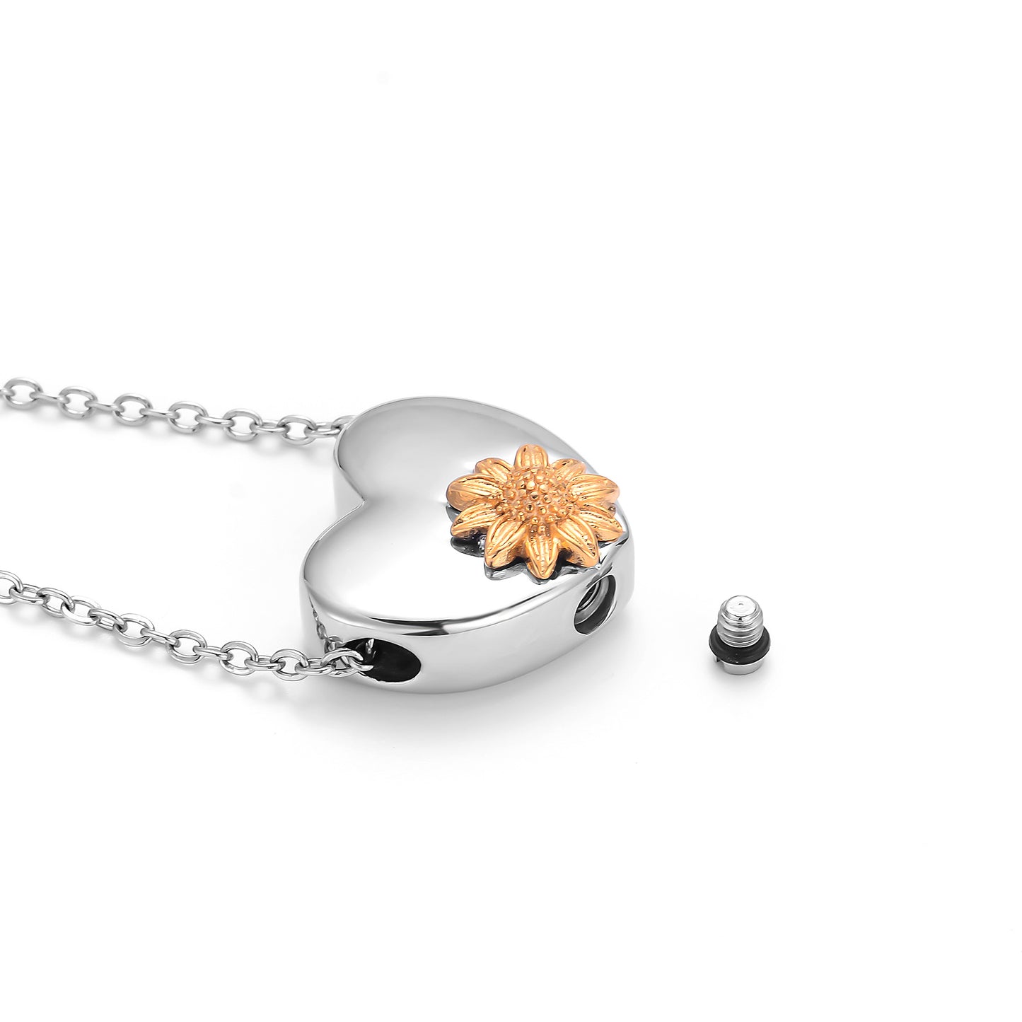 Cremation Urn Necklace Sunflower Pendant Memorial Jewelry-A052