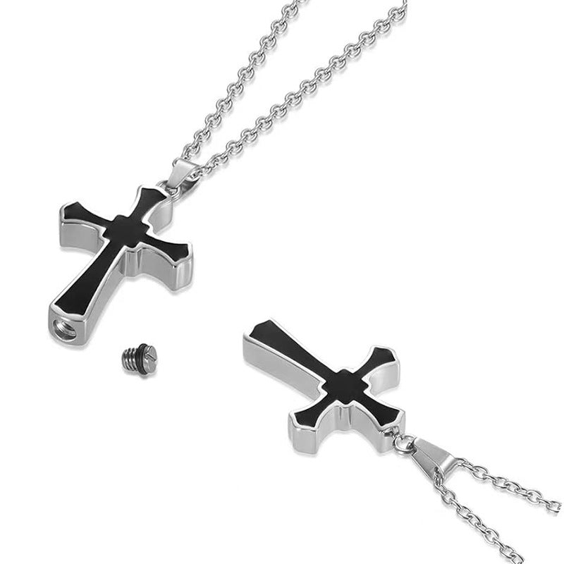 Cremation Urn Necklace Cross Pendant for Ashes-A044