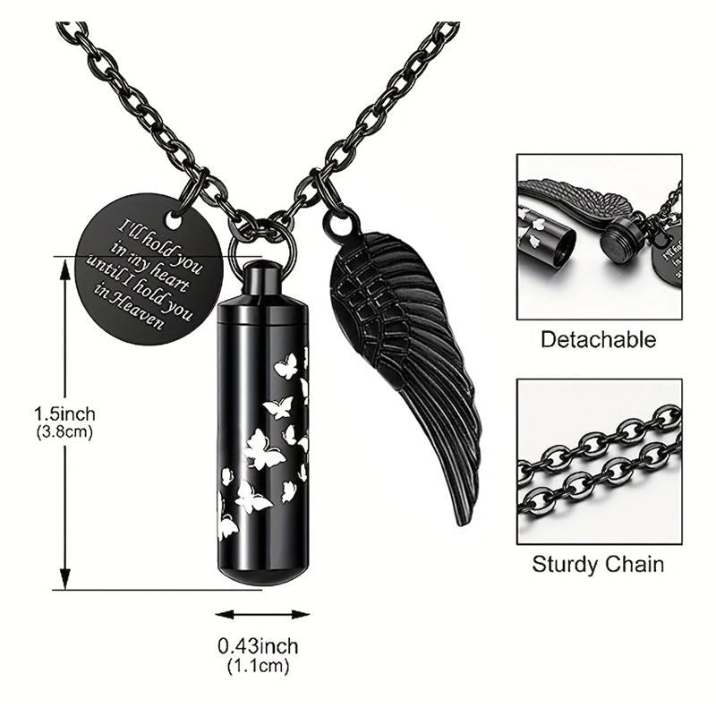 Cremation Urn Necklace Small Cylinder Pendant for Ashes-A043