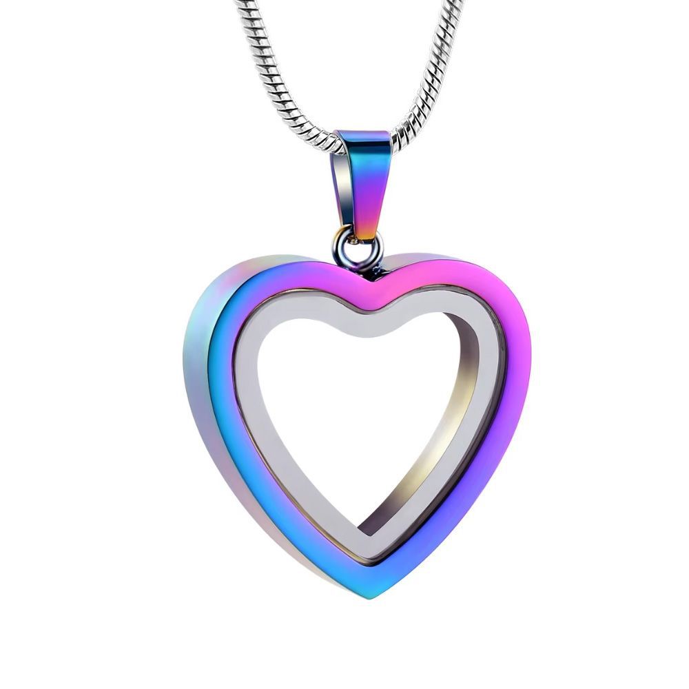 Heart-shaped Cremation Urn Glass Necklace for Ashes-A036