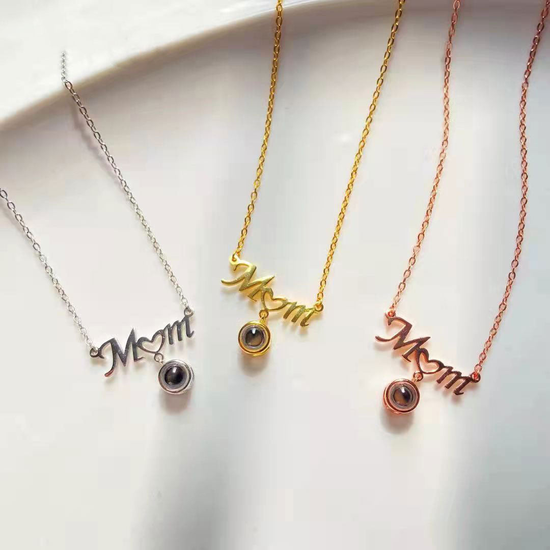 Personalized Photo Projection Necklace 925 Sterling Silver Mother's Day Gift - P035