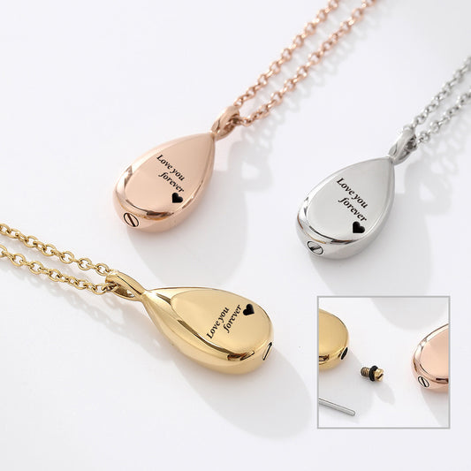 Drop Cremation Urn Teardrop Shaped Necklace for Ashes-A035