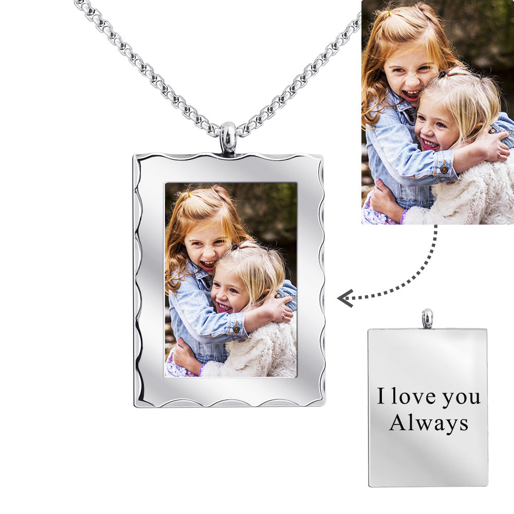 Custom Photo Frame Locket Necklace With Engraving-L015
