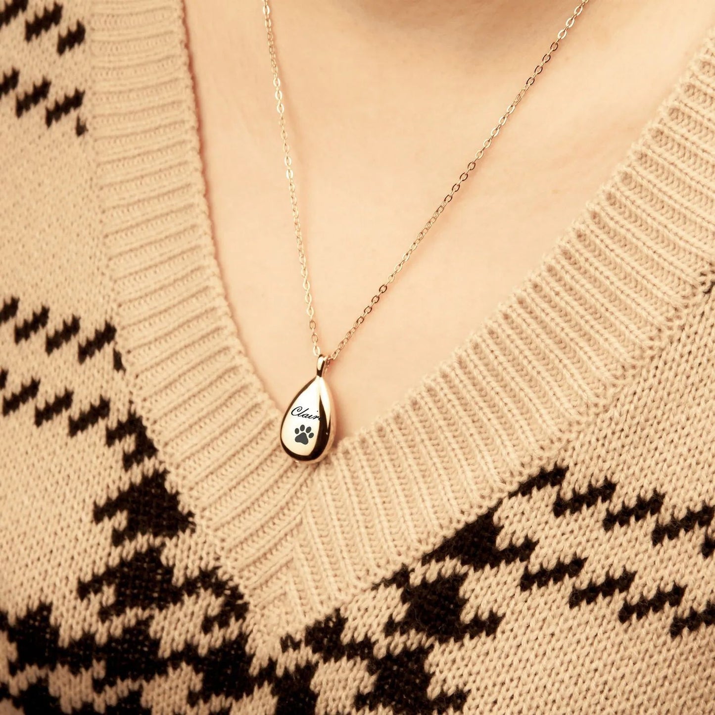 Drop Cremation Urn Teardrop Shaped Necklace for Ashes-A035