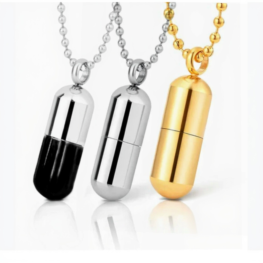 Capsule Pendant Cremation Urn Necklace-A024