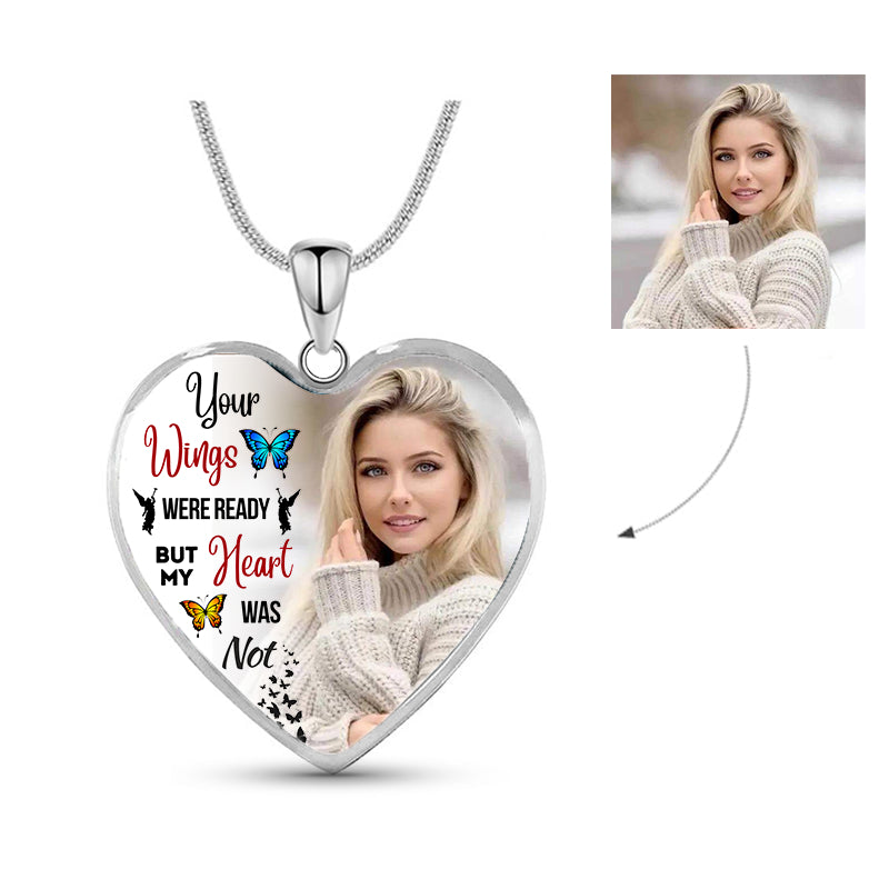 Custom Photo Memorial Necklace/Keychain "Your Wings Were Ready” -N056