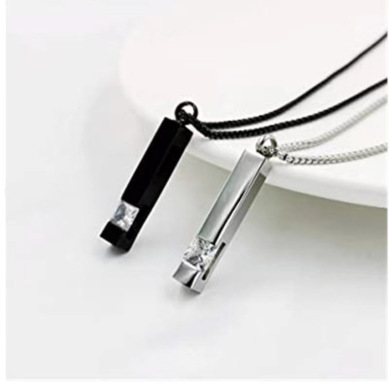 Geometric Zircon Cremation Urn Necklace Memorial Jewelry For Couple-A013
