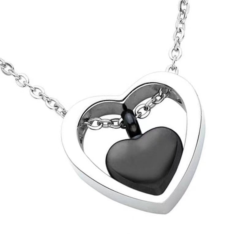 Double Heart Pendant Cremation Urn Necklace for Ashes Memorial Jewelry-A003