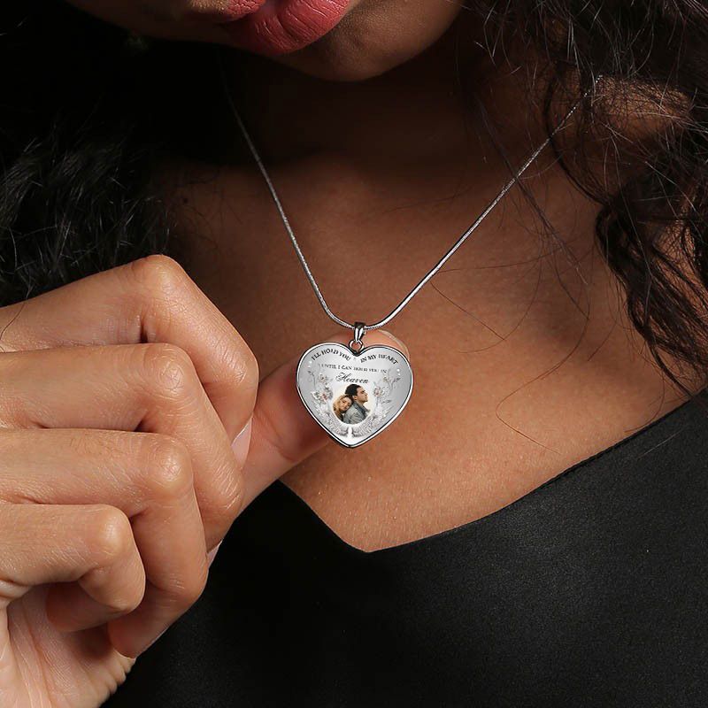 Custom Photo Memorial Necklace Adjustable "I'll Hold You In My Heart” -N002