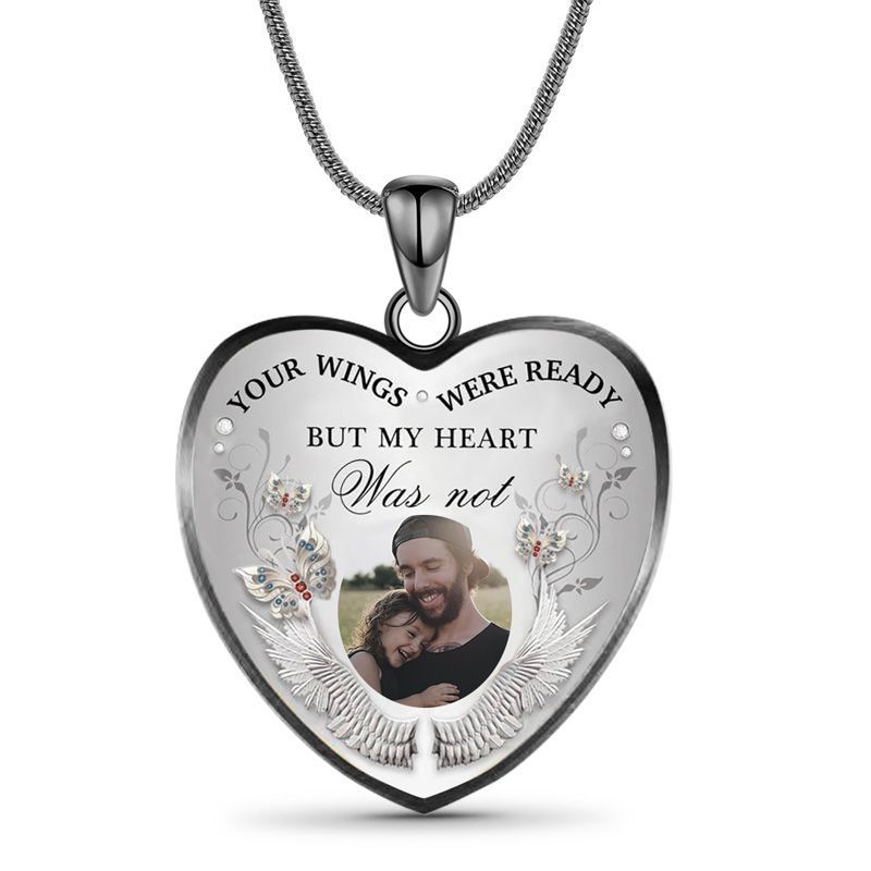 Custom Photo Memorial Necklace/Keychain "Your Wings Were Ready" -N004